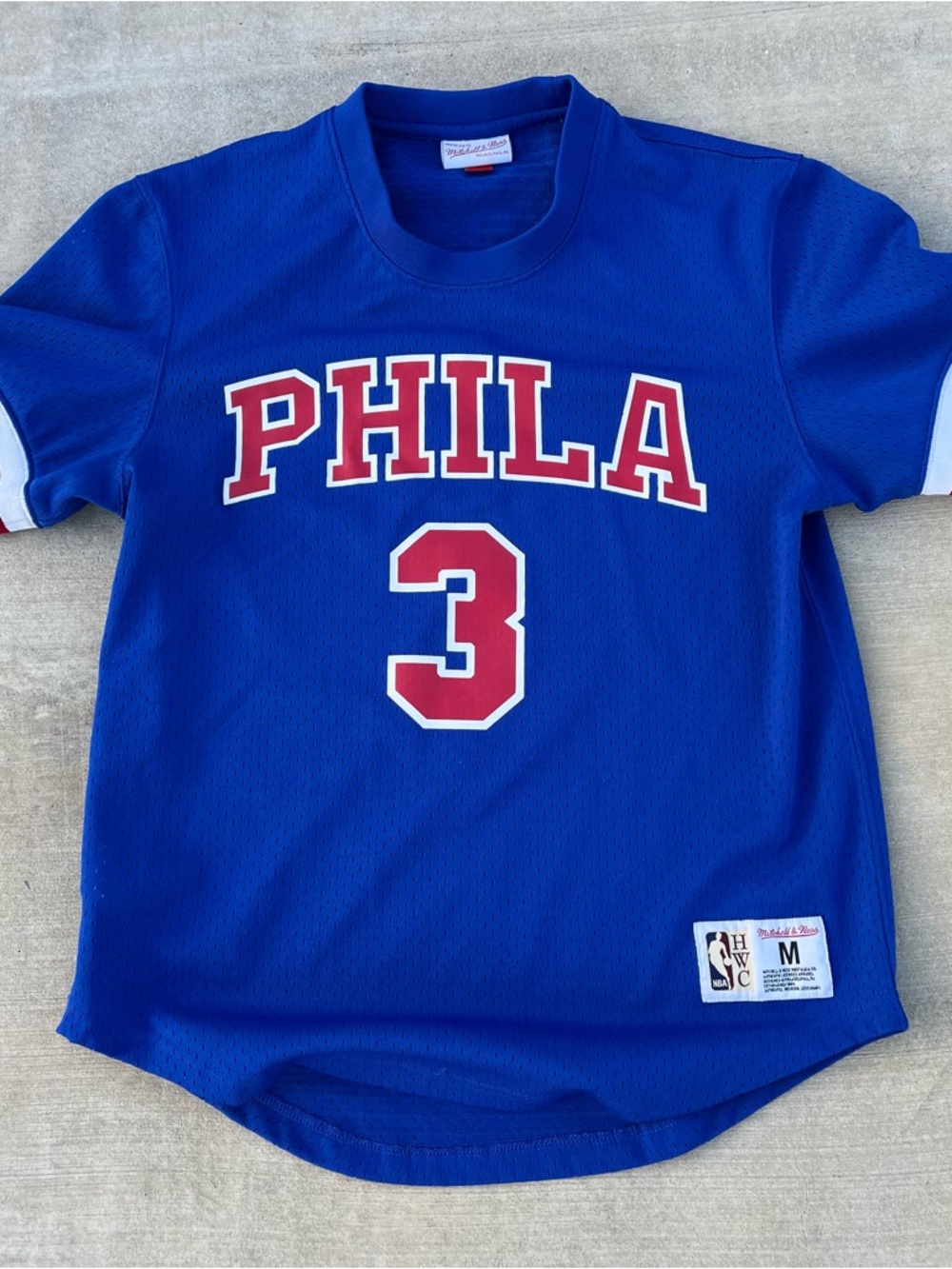 Allen Iverson Mitchell & Ness Blue PHILA #3 Jersey with Red & White Accents